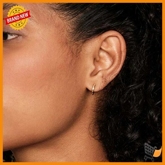 14K Gold Plated Huggie Ear Cuff Hoops 12mm Dainty Minimalist - Picture 3 of 8